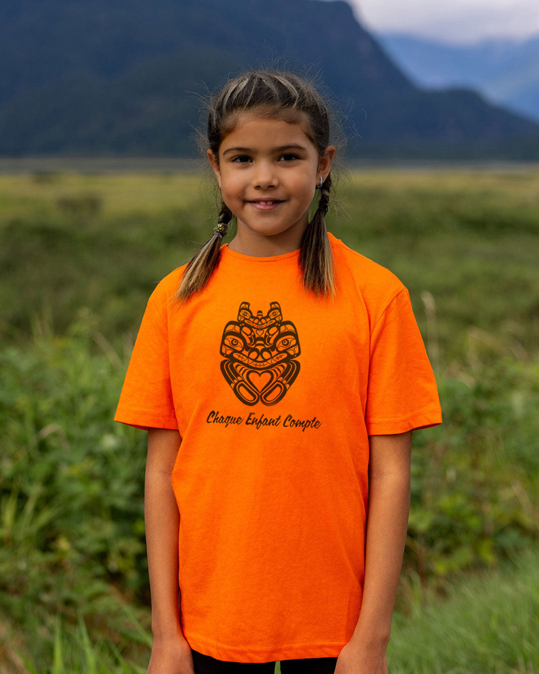 Mother Bear Energy - Youth Orange T-Shirt - French