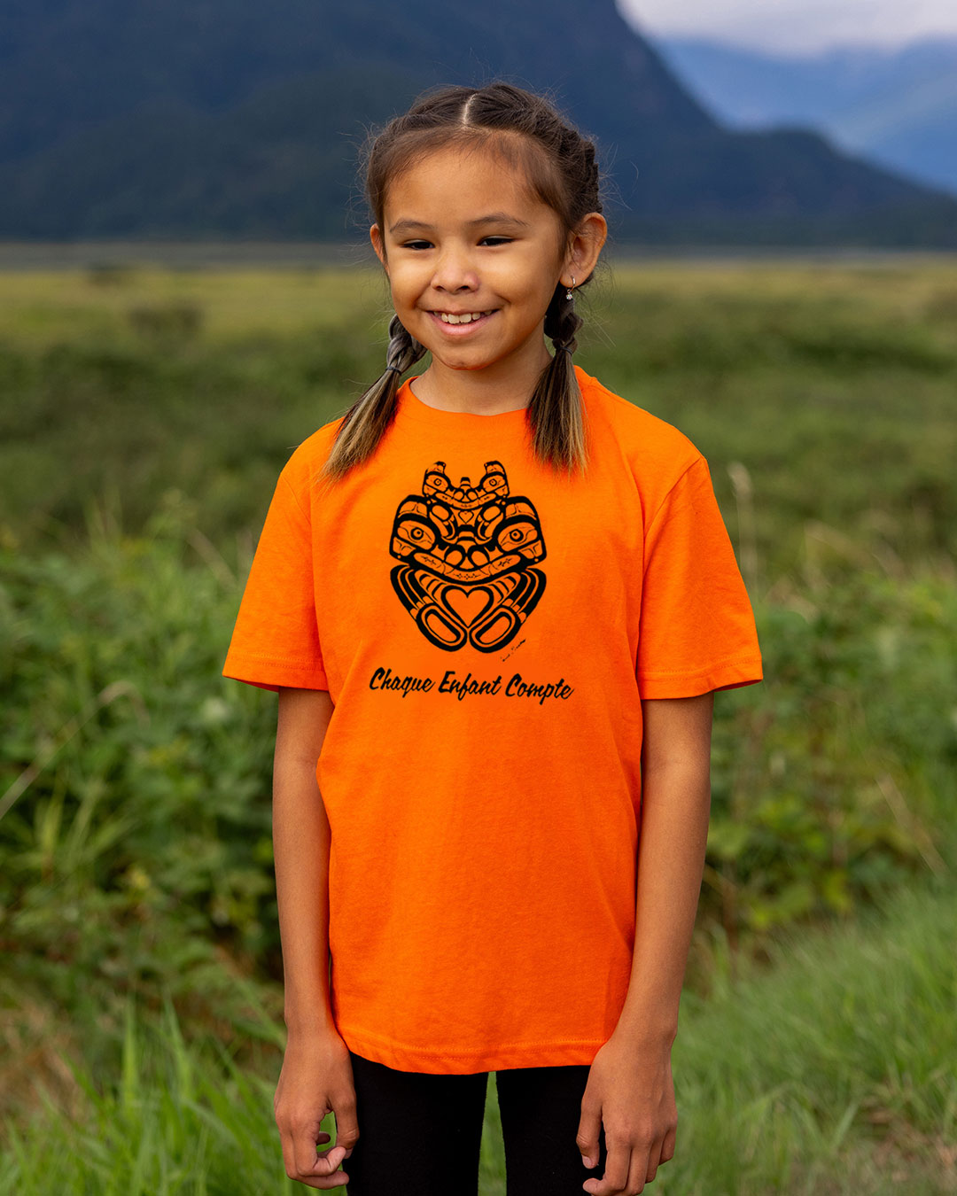 Mother Bear Energy - Youth Orange T-Shirt - French