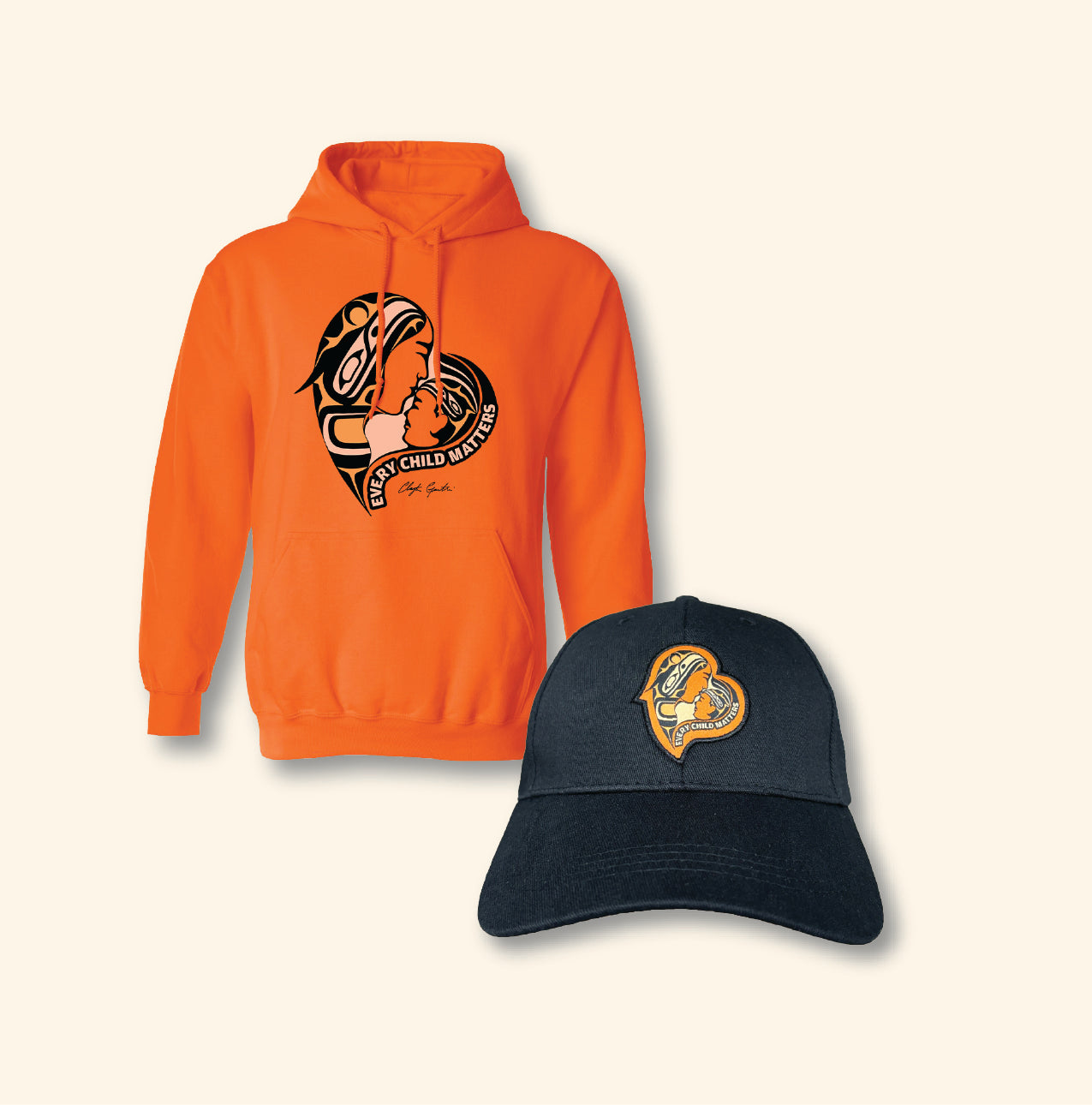 Mother-Caretaker and Child Bundle - Includes Adult Orange Hoodie and Hat