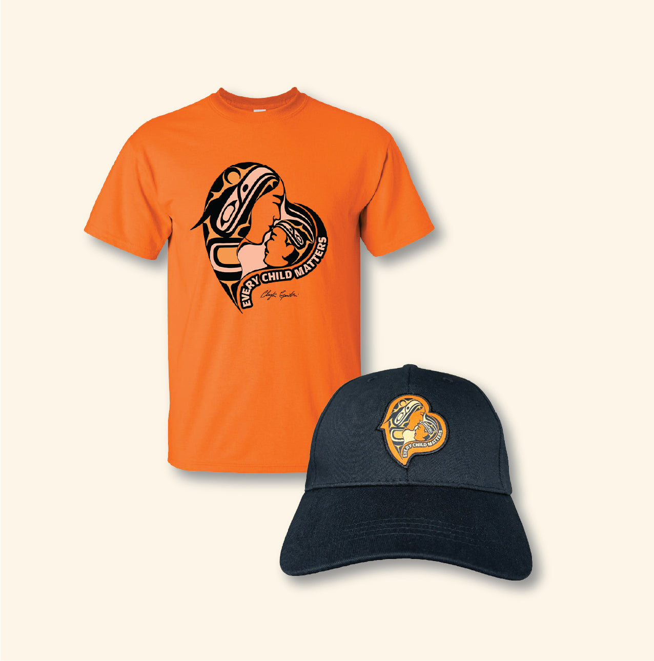 Mother-Caretaker and Child Bundle - Includes Adult Orange Shirt and Hat.