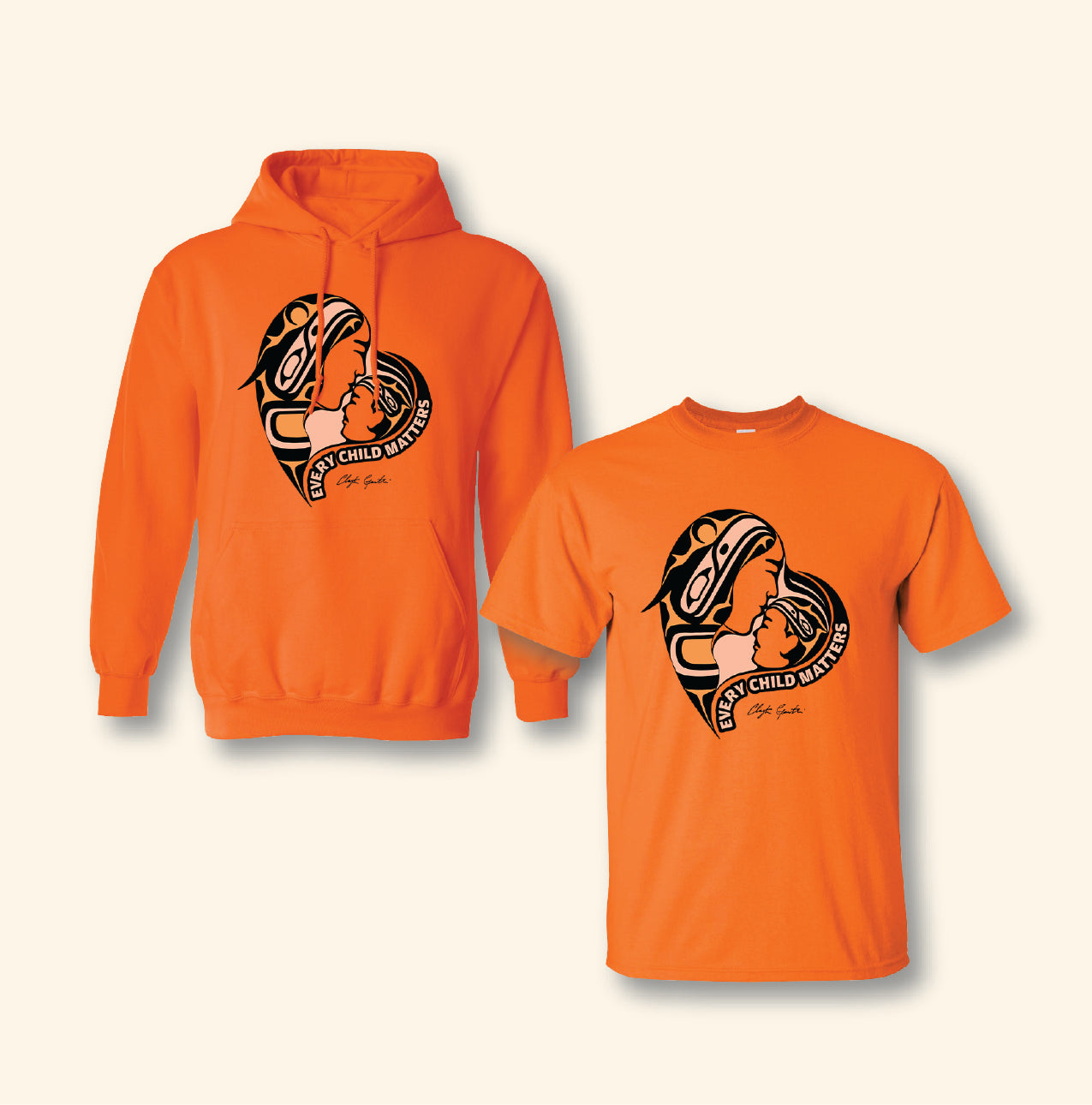 Mother-Caretaker and Child Bundle - Includes Adult Orange Shirt and Hoodie