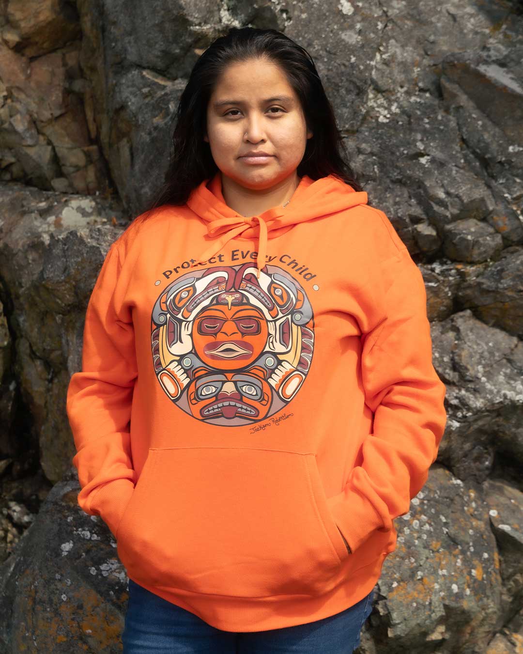 Protect Every Child - Adult Orange Hoodie English