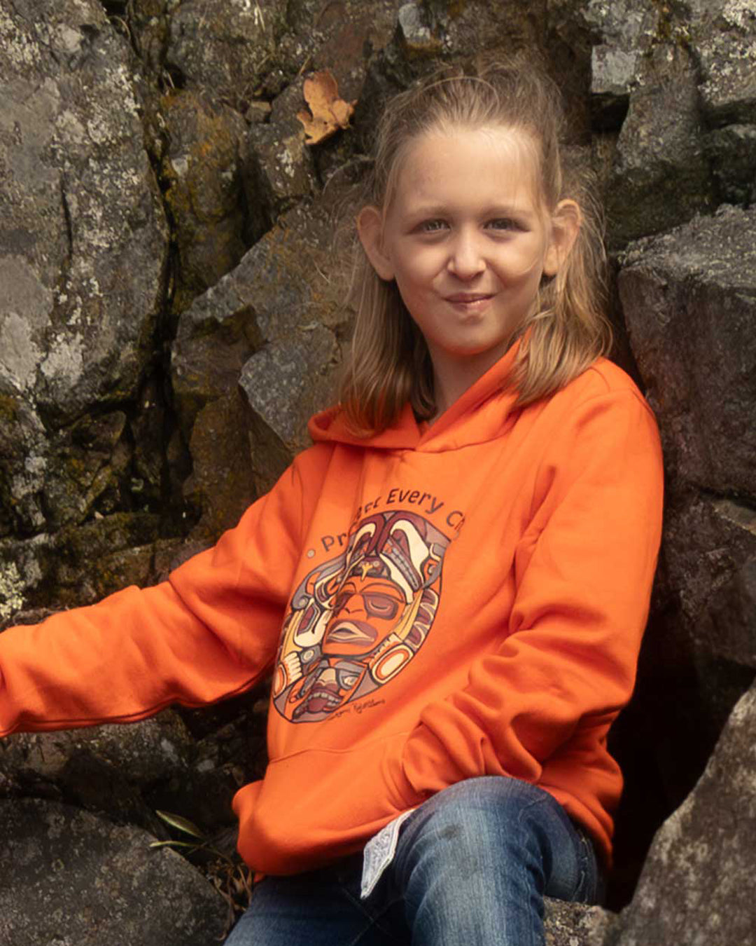 Protect Every Child - Youth Orange Hoodie English