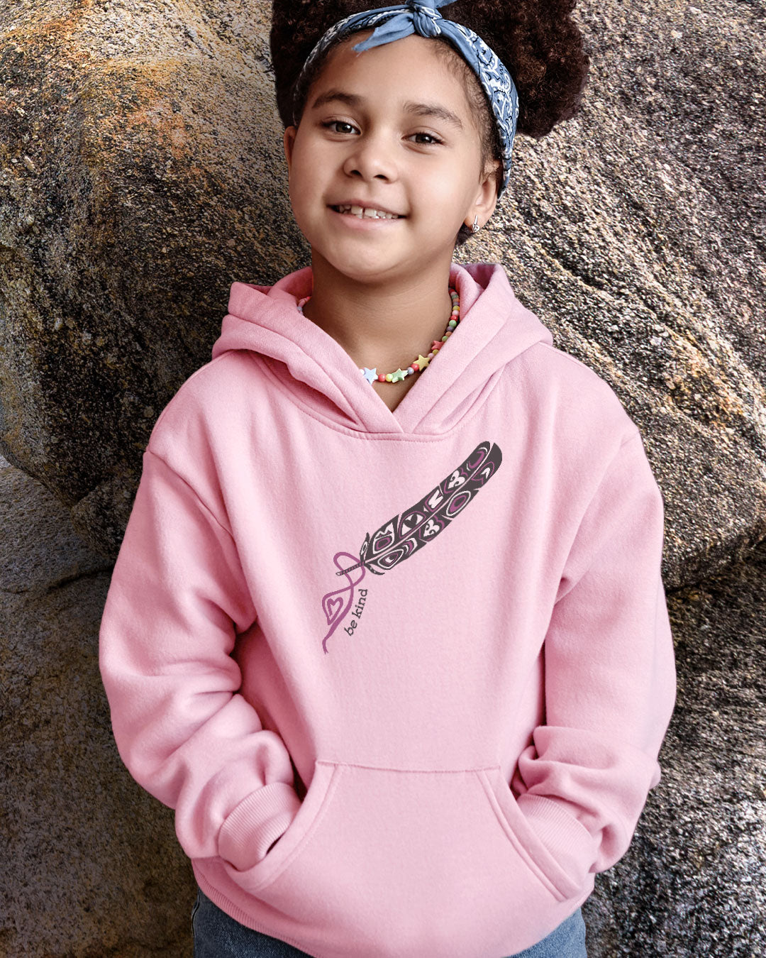 Sacred Feather - Youth Pink Hoodie